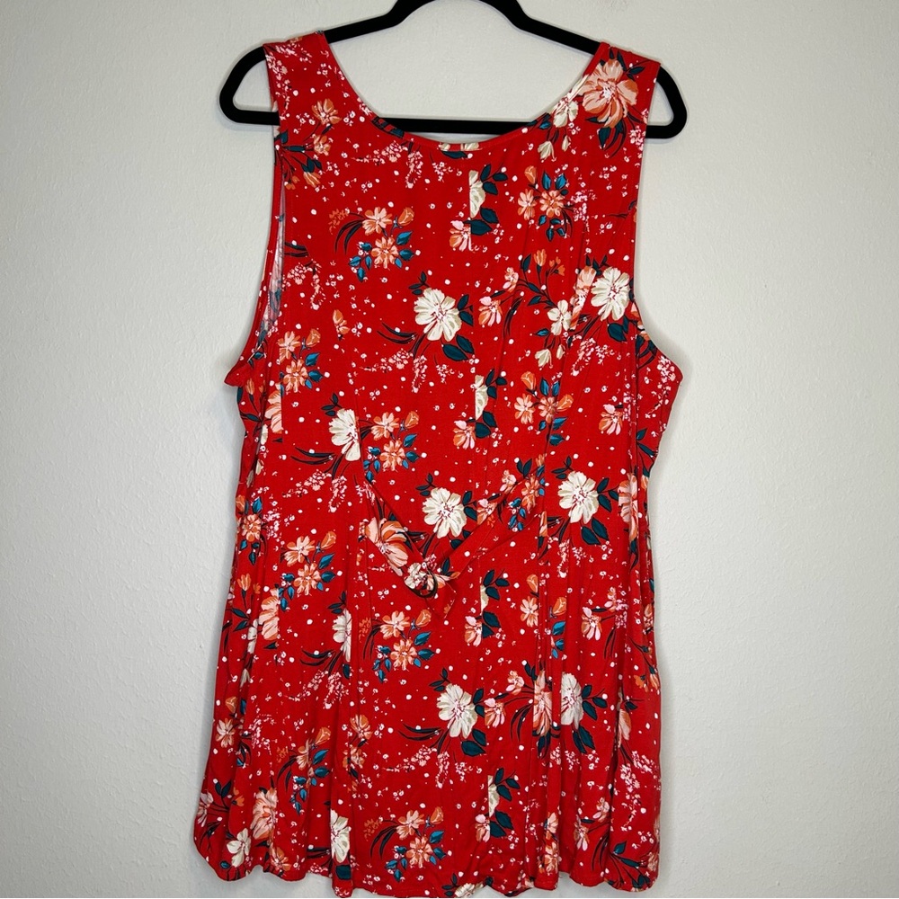 Torrid Challis Button Front Fit and Flare‎ Tank Adjustable Straps Red Floral 3X - Picture 2 of 8